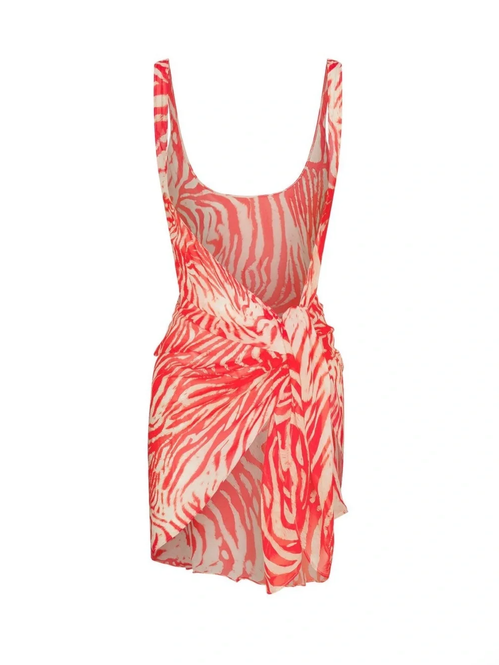 SKIMS Swim Cover Ups Sheer Open Front Sarong - Carmine Zebra Print